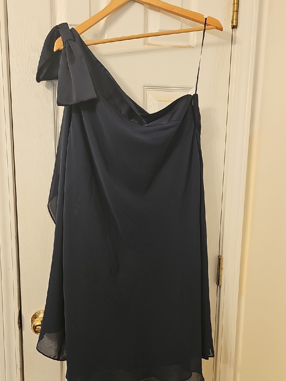 Ralph Lauren Navy One-Shoulder Bow-Accent Dress